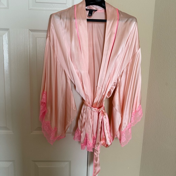 Victoria's Secret Other - Victoria's Secret Blush Satin Robe with Pink Lace